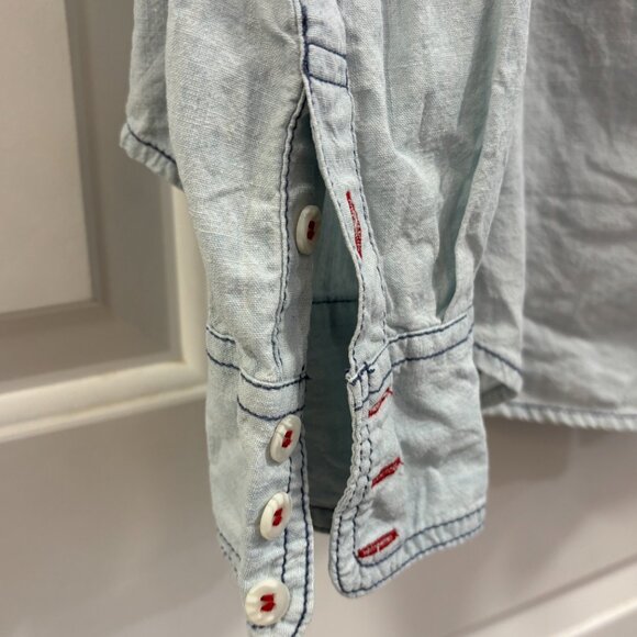 Free People Denim Shirt Jacket w/ Embroidered Back – Size L - Picture 6 of 10